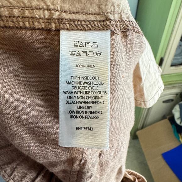 Cynthia Rowley 100% Linen Tan Pull On Cropped Jogger Pants - Picture 7 of 7